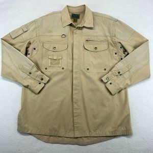 Native Habitat Planet Earth Fishing Shirt Vented Large Button Down Vintage